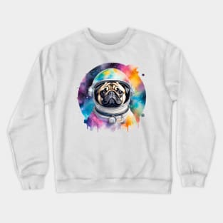 Rainbow Galaxy Astronaut Pug Crewneck Sweatshirt